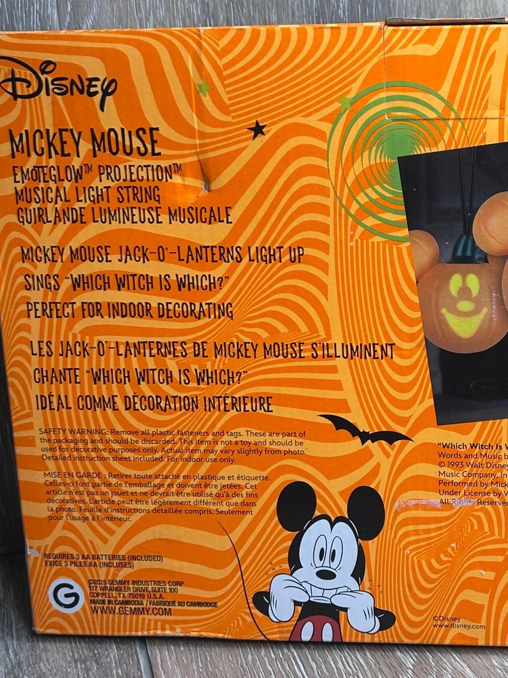🎃 Disney Mickey Mouse Emoteglow Halloween Pumpkin Musical Light String 8ft